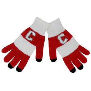Red and White Knit Texting Gloves